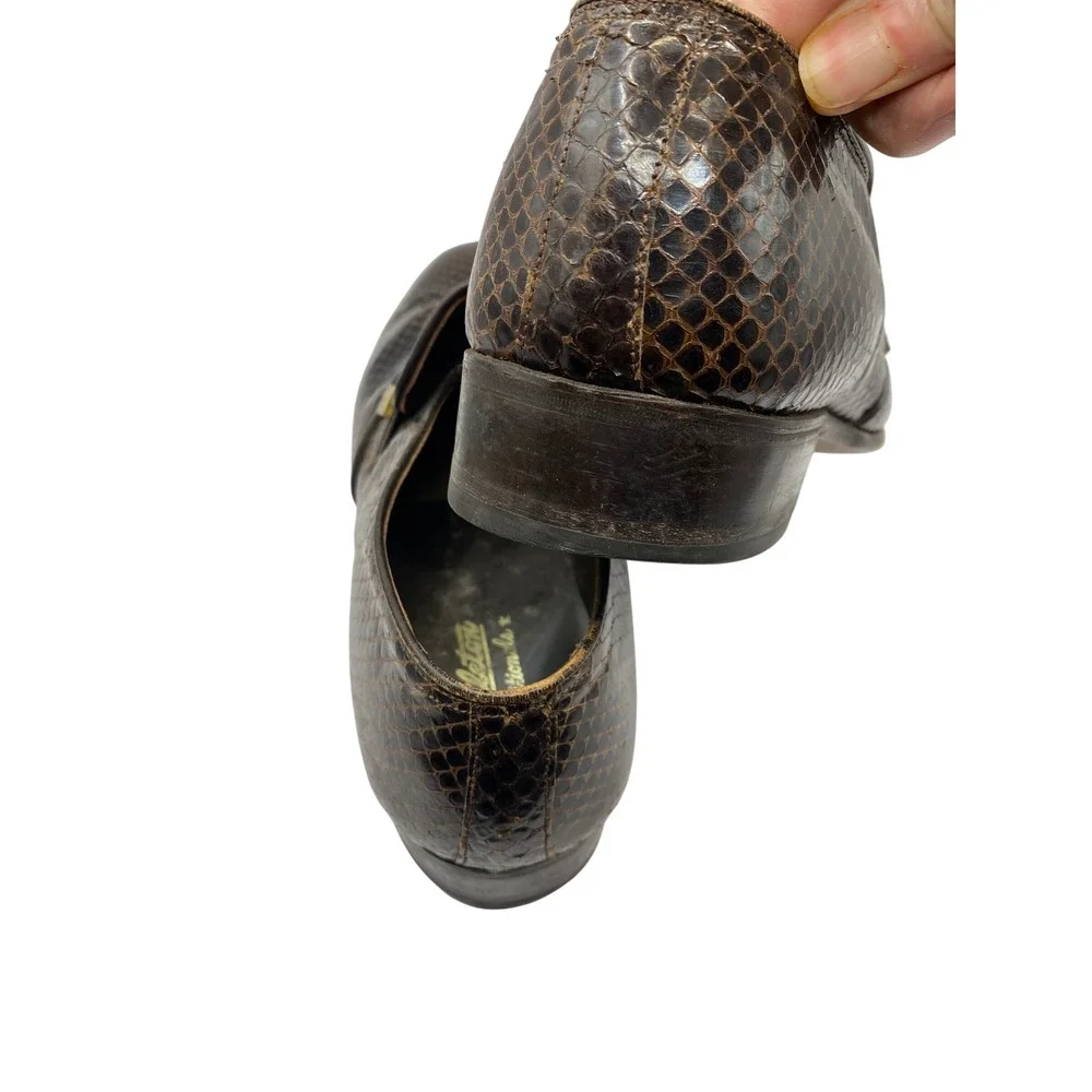 Nettleton Traditionals Brown Snakeskin Loafers Mens 9 Vintage Dress‎ Shoes